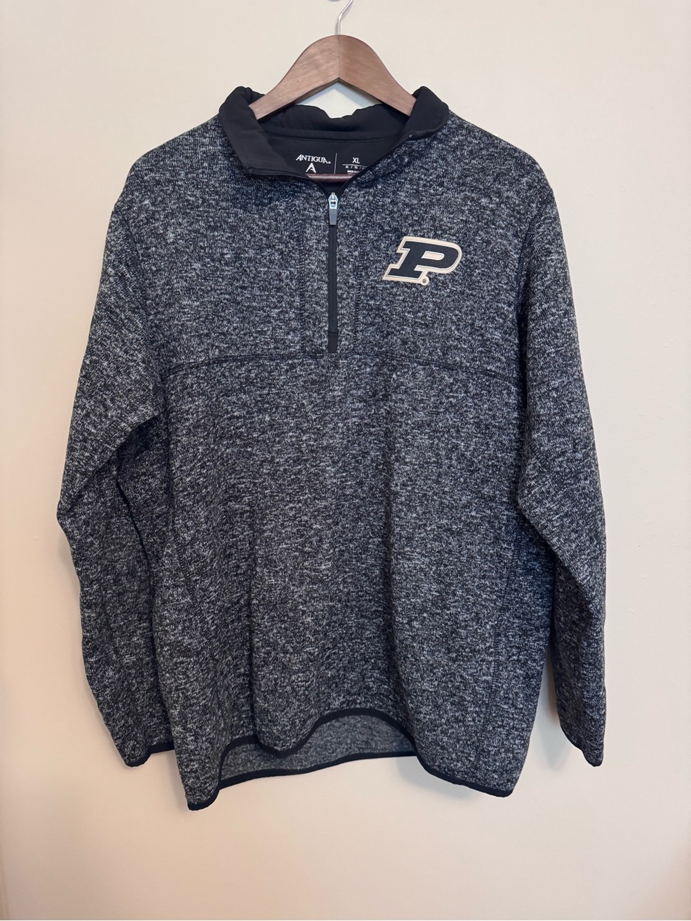 Antigua Gray Heather Purdue Quarter-Zip Pullover